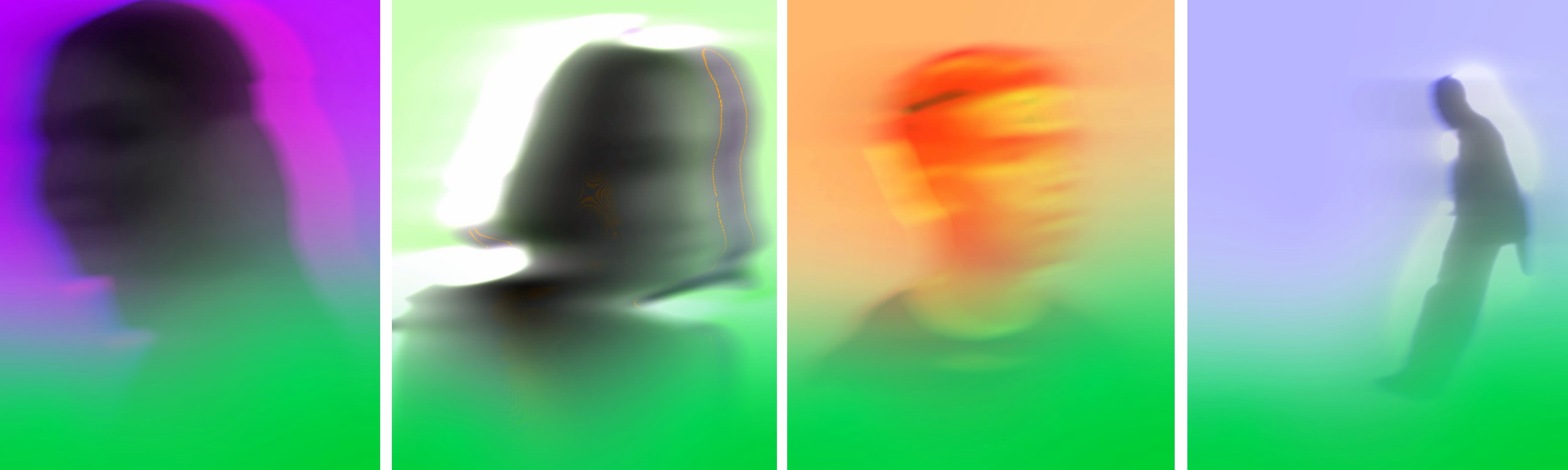 4 gekleurde anonieme portretten van jongeren